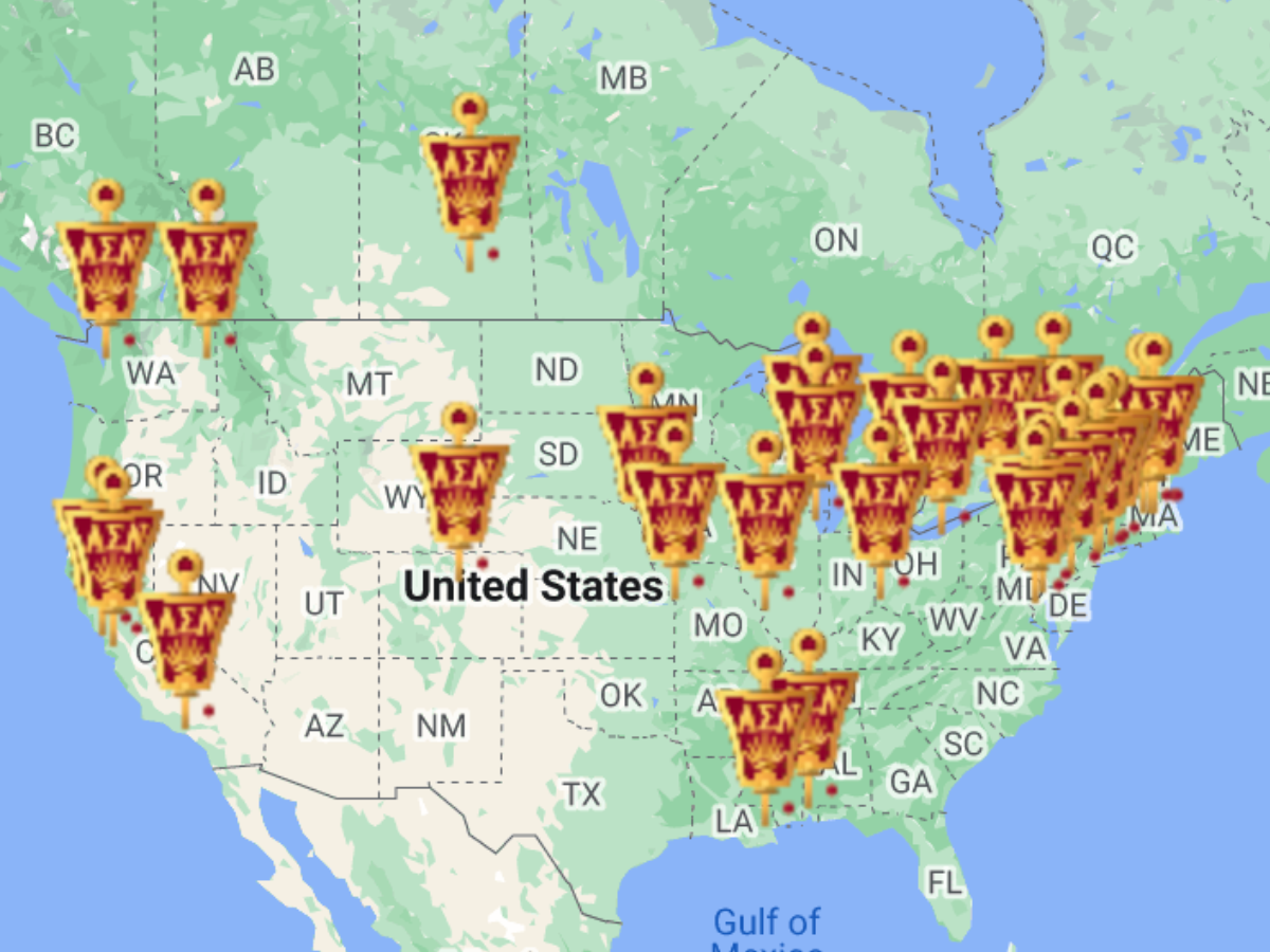 A map of the USA showing ASN chapter locations.